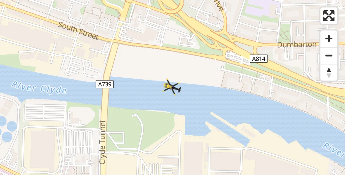 Flight route Police Helicopter Glasgow - Glasgow, 06 July 2026, 22:30