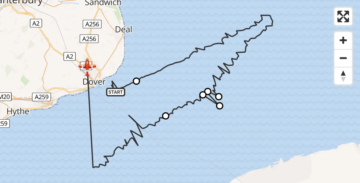 Flight route Coastguard Drone English Channel - Dover, 07 July 2026, 07:02