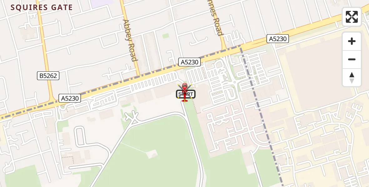 Flight route Air Ambulance Helicopter Blackpool Airport - Blackpool Airport, 07 July 2026, 08:21