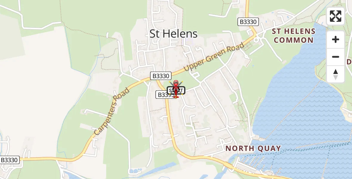 Flight route Air Ambulance Helicopter Ryde - St. Helens, 07 July 2026, 10:27