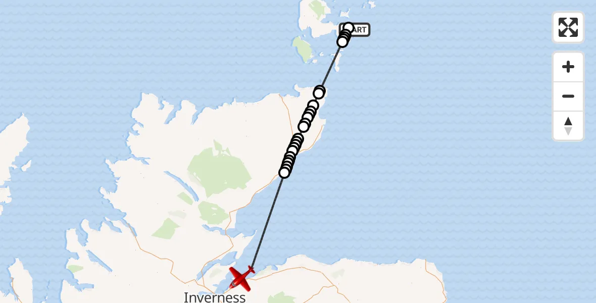 Flight route Air Ambulance Aircraft North Atlantic Ocean - Delnies, 07 July 2026, 10:34