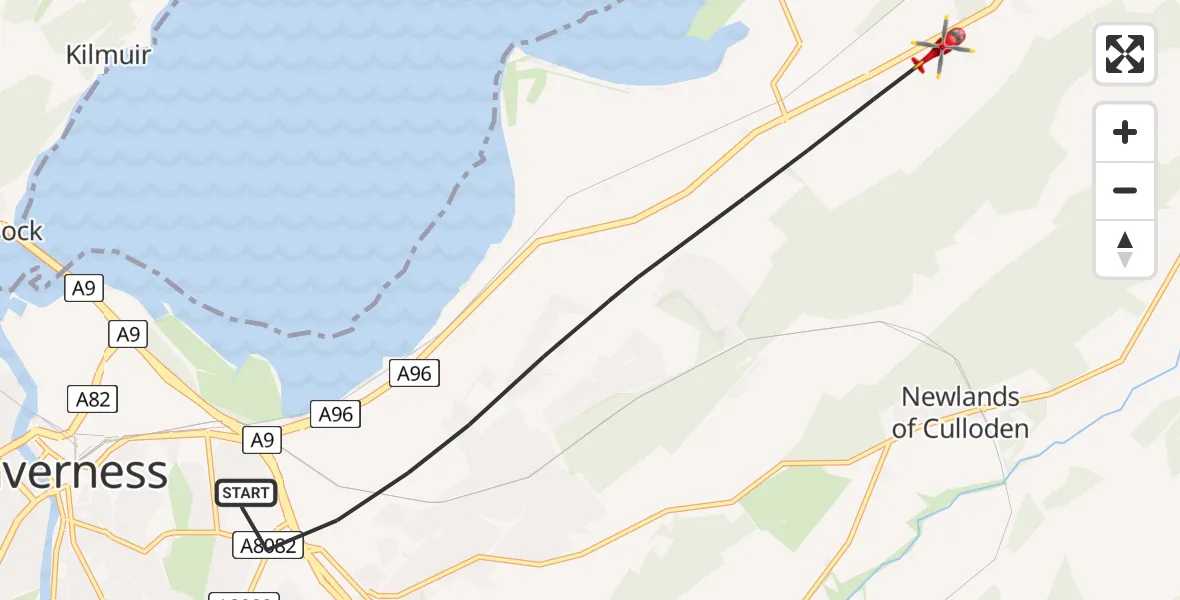 Flight route Air Ambulance Helicopter Inverness - Inverness, 07 July 2026, 11:14