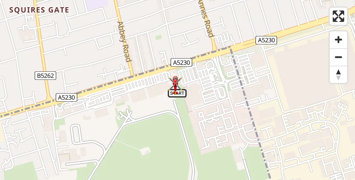 Flight route Air Ambulance Helicopter Blackpool Airport - Blackpool Airport, 07 July 2026, 12:46