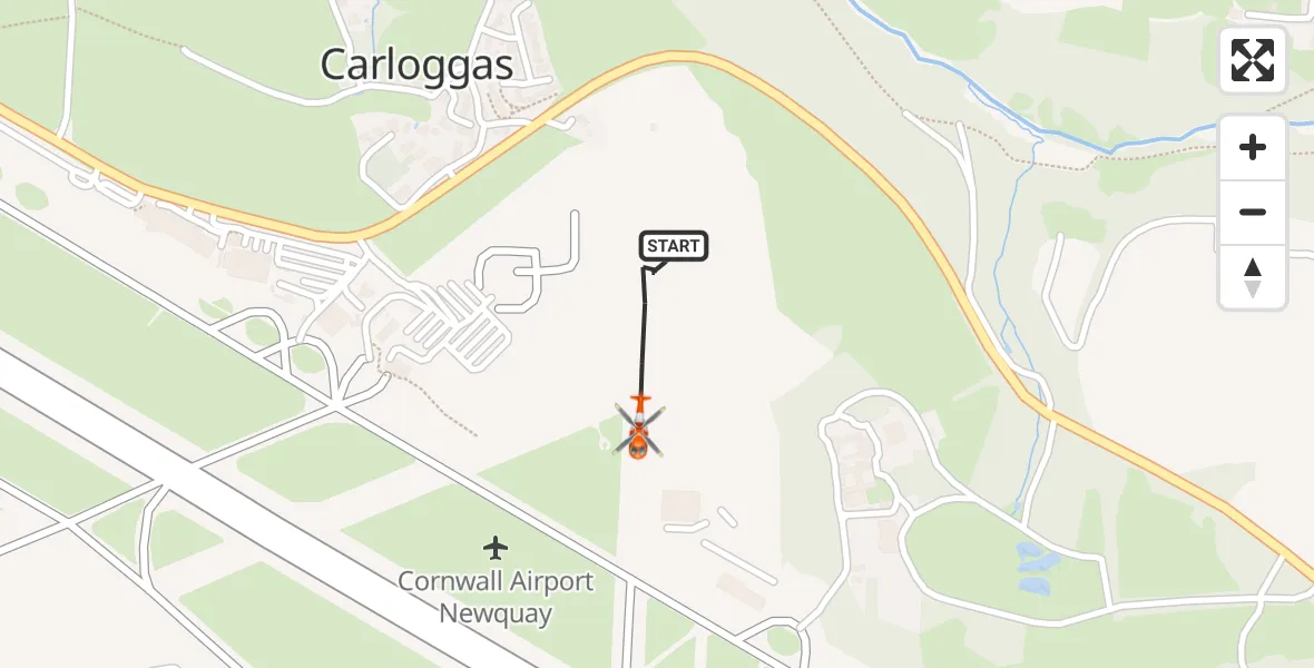 Flight route Coastguard Helicopter Cornwall Airport Newquay - Cornwall Airport Newquay, 07 July 2026, 15:02
