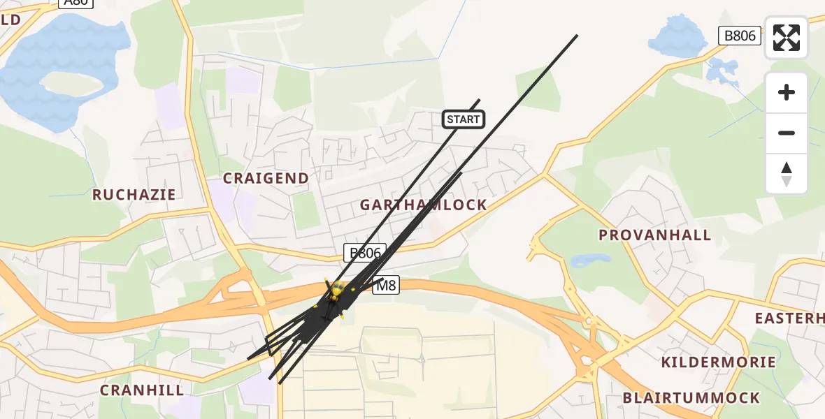 Flight route Police Helicopter Glasgow - Glasgow, 07 July 2026, 16:01