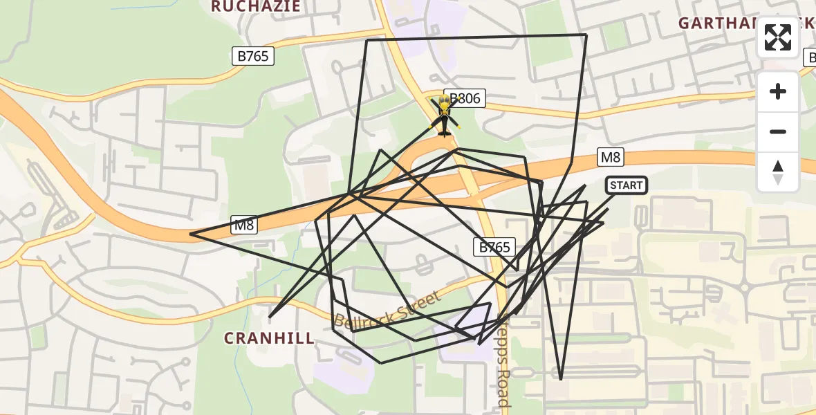 Flight route Police Helicopter Glasgow - Glasgow, 07 July 2026, 16:26