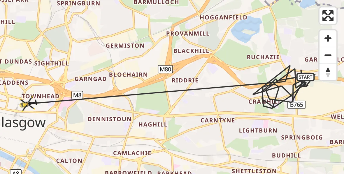 Flight route Police Helicopter Glasgow - Glasgow, 07 July 2026, 16:41