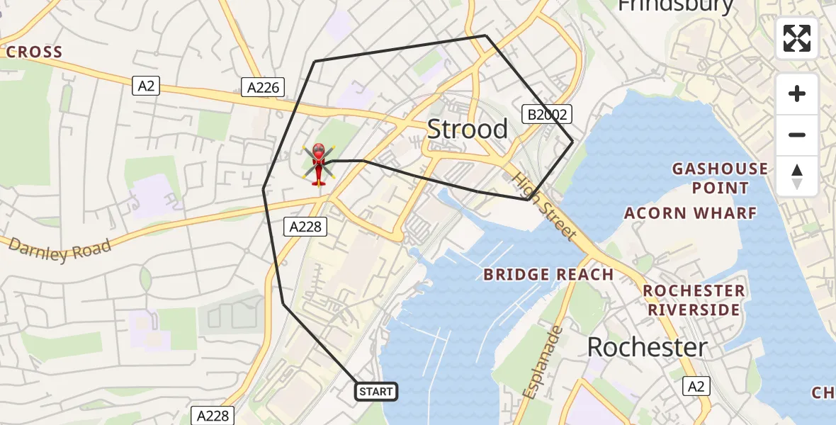 Flight route Air Ambulance Helicopter Strood - Strood, 07 July 2026, 17:16