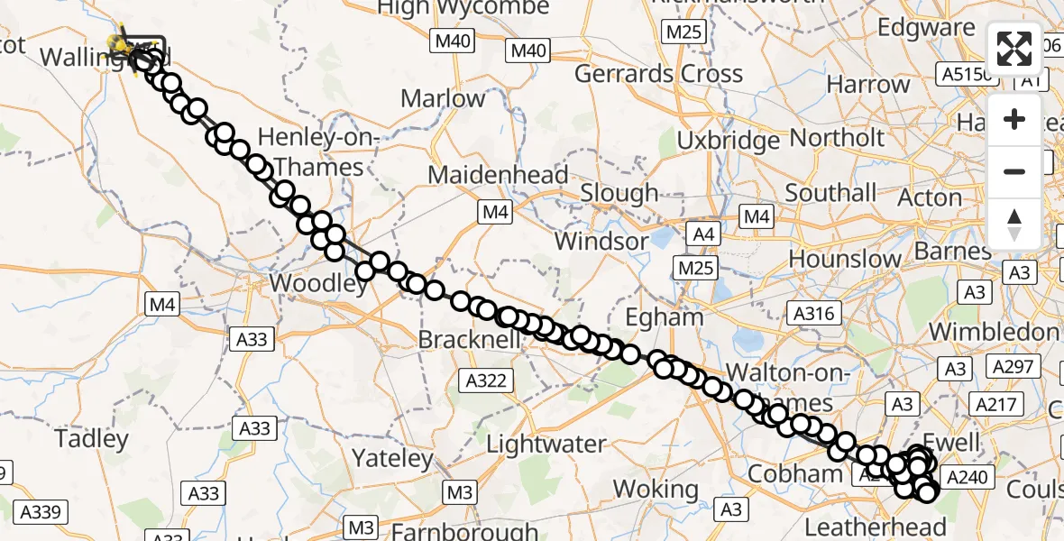 Flight route Police Helicopter RAF Benson - Crowmarsh Gifford, 07 July 2026, 17:43