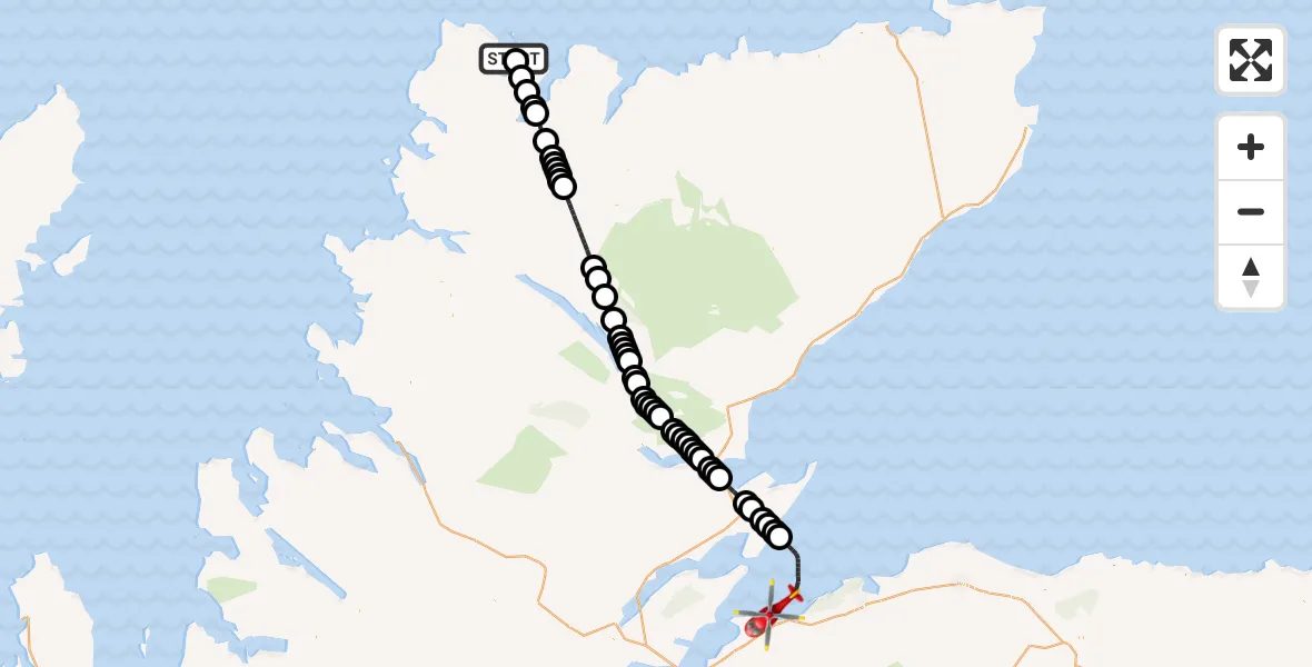 Flight route Air Ambulance Helicopter North Atlantic Ocean - North Sea, 07 July 2026, 18:28
