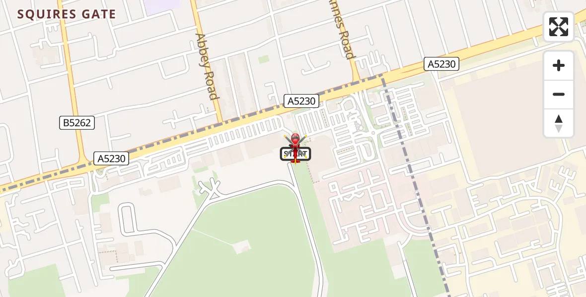 Flight route Air Ambulance Helicopter Blackpool Airport - Blackpool Airport, 08 July 2026, 07:23