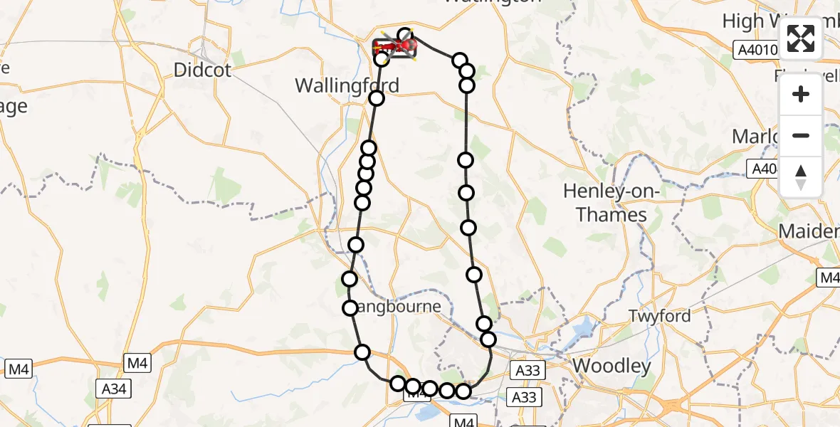 Flight route Air Ambulance Helicopter RAF Benson - RAF Benson, 08 July 2026, 09:32