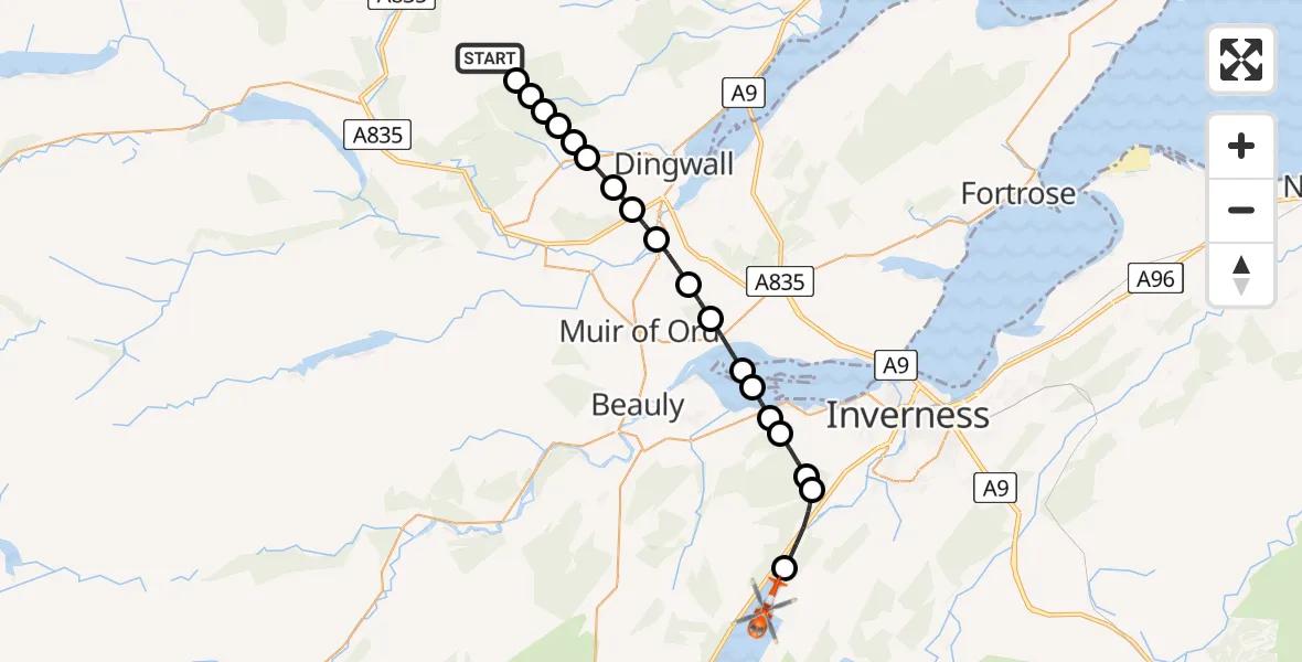 Flight route Coastguard Helicopter Highland - Loch Ness, 08 July 2026, 09:45