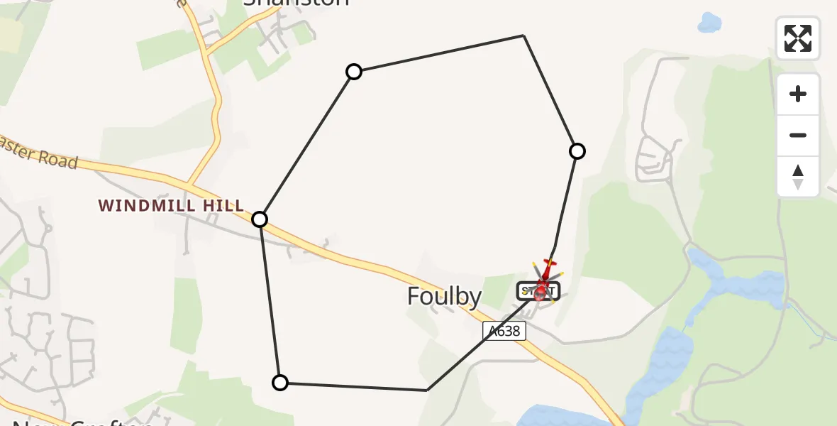 Flight route Air Ambulance Helicopter YAA Nostell Helicopter Port - YAA Nostell Helicopter Port, 08 July 2026, 11:29