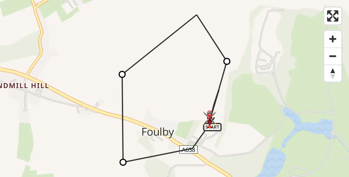 Flight route Air Ambulance Helicopter YAA Nostell Helicopter Port - YAA Nostell Helicopter Port, 08 July 2026, 11:34