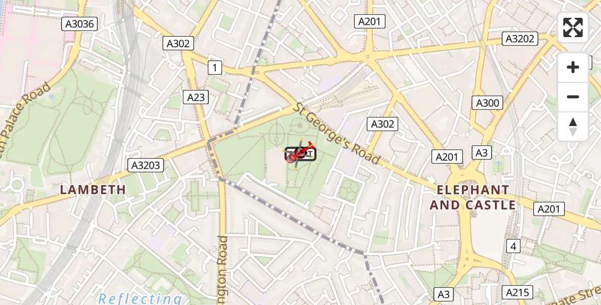 Flight route Air Ambulance Helicopter Elephant and Castle - Elephant and Castle, 08 July 2026, 12:16