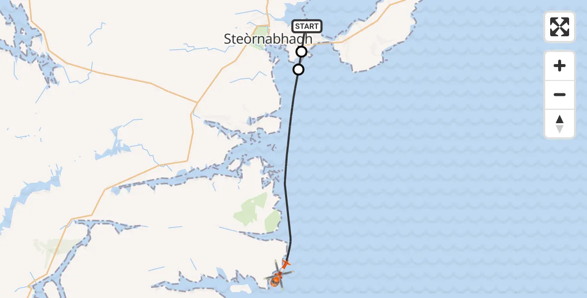 Flight route Coastguard Helicopter Stornoway Airport - Inner Seas, 08 July 2026, 14:25