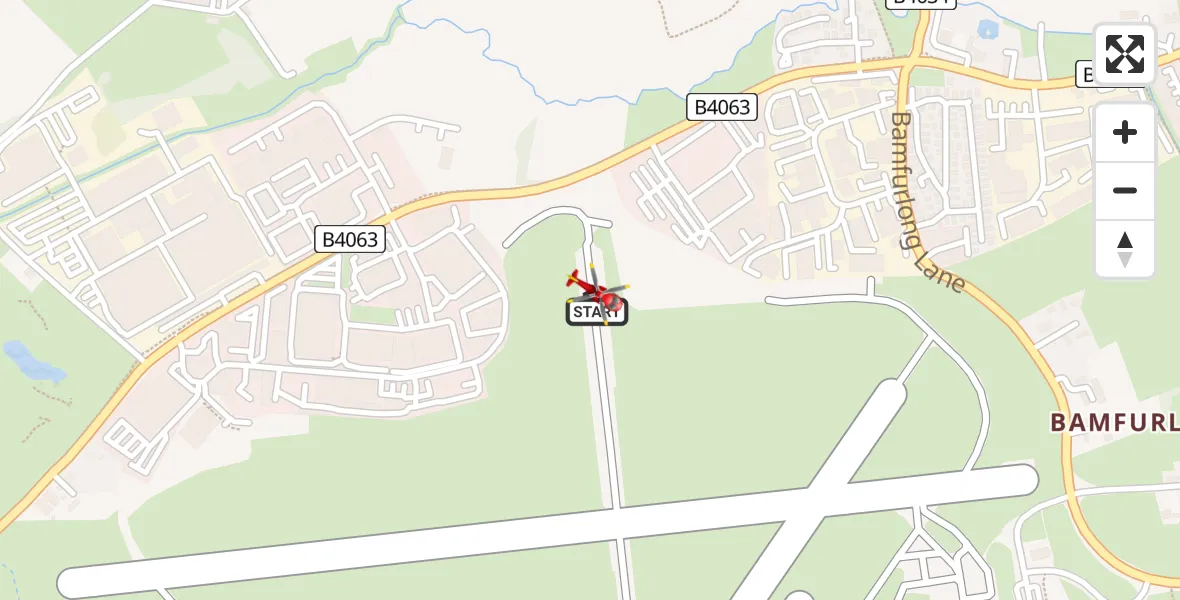 Flight route Air Ambulance Helicopter Gloucestershire Airport - Gloucestershire Airport, 08 July 2026, 14:36