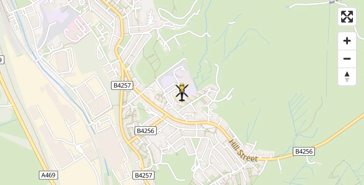 Flight route Police Helicopter Tredegar - Tredegar, 08 July 2026, 14:50