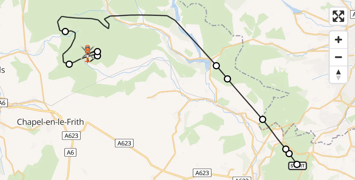 Flight route Coastguard Helicopter North East Derbyshire - High Peak, 08 July 2026, 15:03