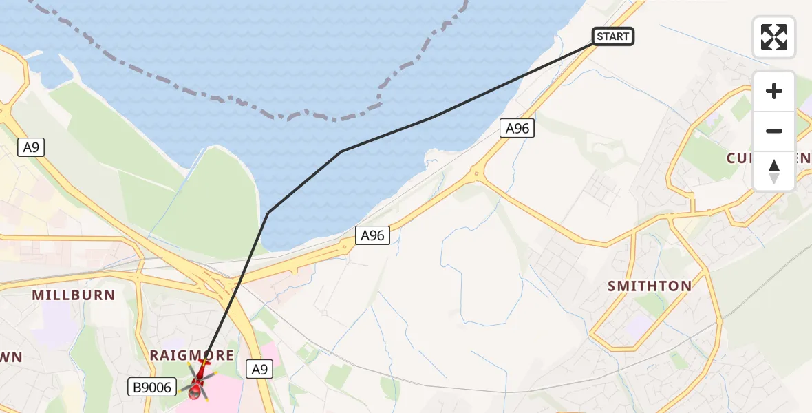 Flight route Air Ambulance Helicopter Inverness - Inverness, 08 July 2026, 15:23