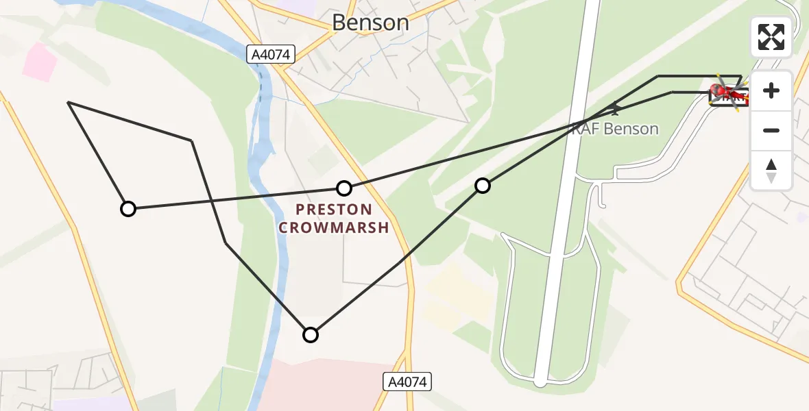Flight route Air Ambulance Helicopter RAF Benson - RAF Benson, 08 July 2026, 15:41