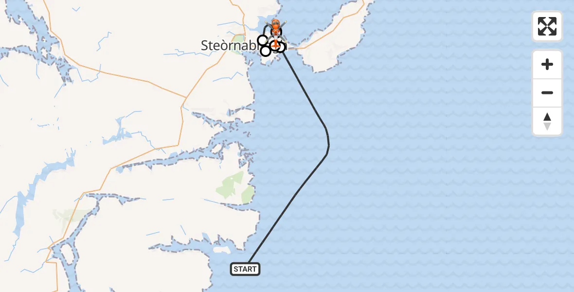 Flight route Coastguard Helicopter Inner Seas - Stornoway Airport, 08 July 2026, 15:59