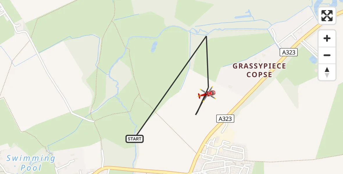 Flight route Air Ambulance Helicopter Guildford - Guildford, 08 July 2026, 18:11