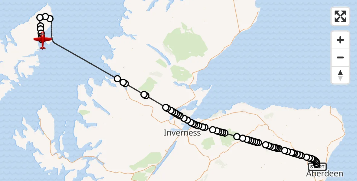 Flight route Air Ambulance Aircraft Aberdeen International Airport - Stornoway Airport, 08 July 2026, 20:06