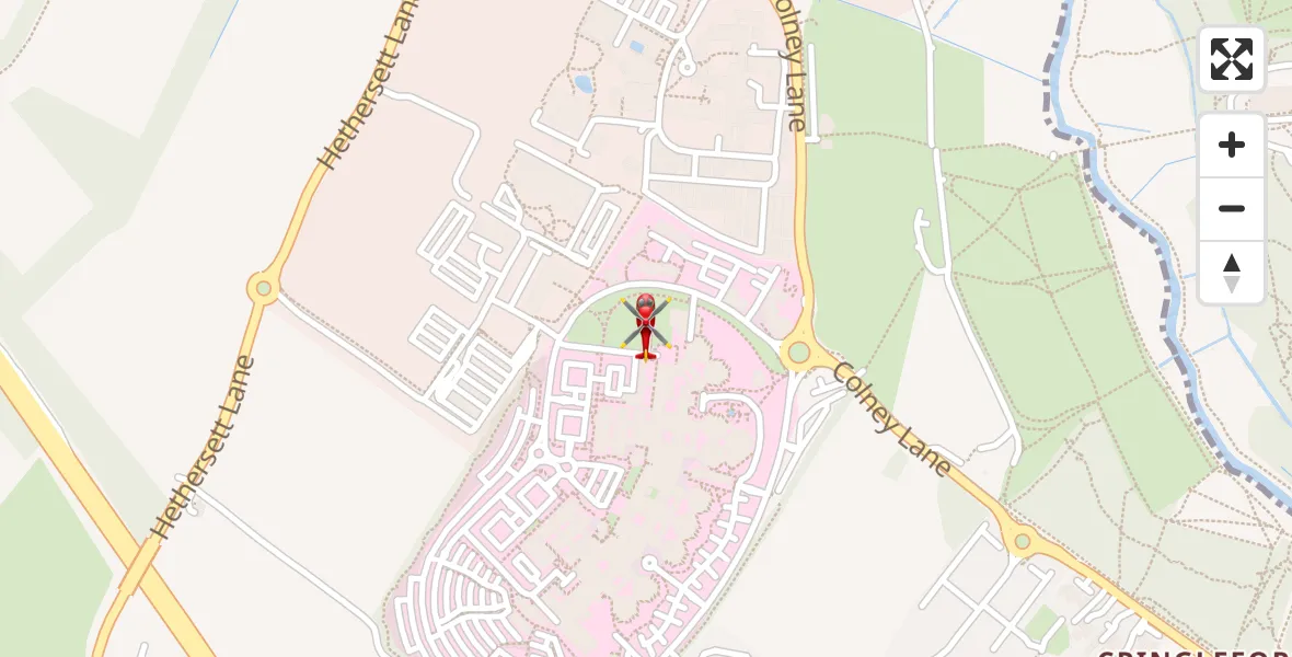 Flight route Air Ambulance Helicopter Norfolk & Norwich Hospital - Norfolk & Norwich Hospital, 08 July 2026, 20:08