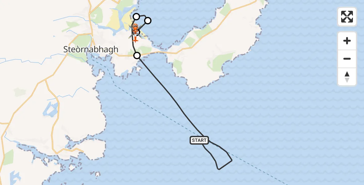 Flight route Coastguard Helicopter Inner Seas - Stornoway Airport, 08 July 2026, 20:16