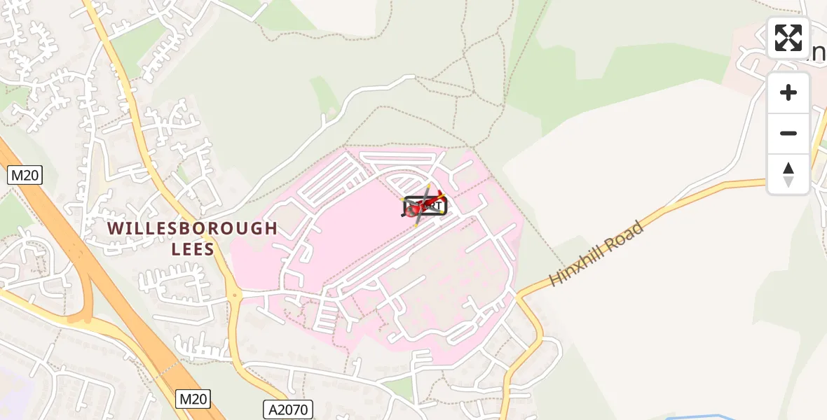 Flight route Air Ambulance Helicopter Ashford - Ashford, 09 July 2026, 00:43