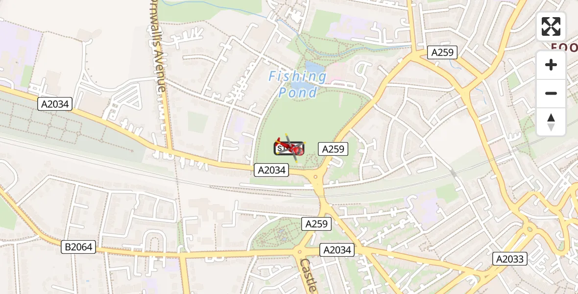 Flight route Air Ambulance Helicopter Folkestone - Folkestone, 09 July 2026, 03:27