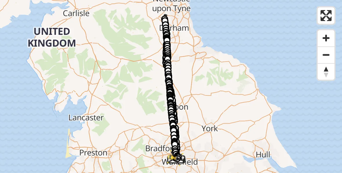 Flight route Police Helicopter East Ardsley - East Ardsley, 09 July 2026, 04:15