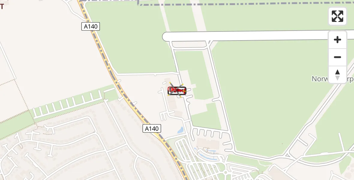 Flight route Air Ambulance Helicopter Norwich Airport - Norwich Airport, 09 July 2026, 07:17