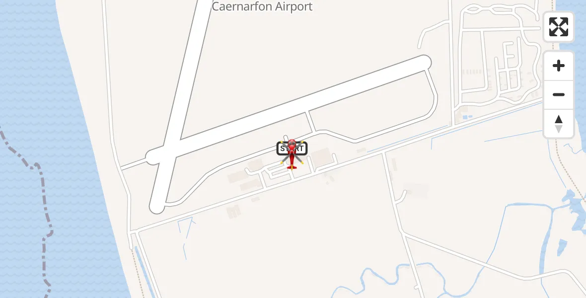 Flight route Air Ambulance Helicopter Caernarfon Airport - Caernarfon Airport, 09 July 2026, 07:27