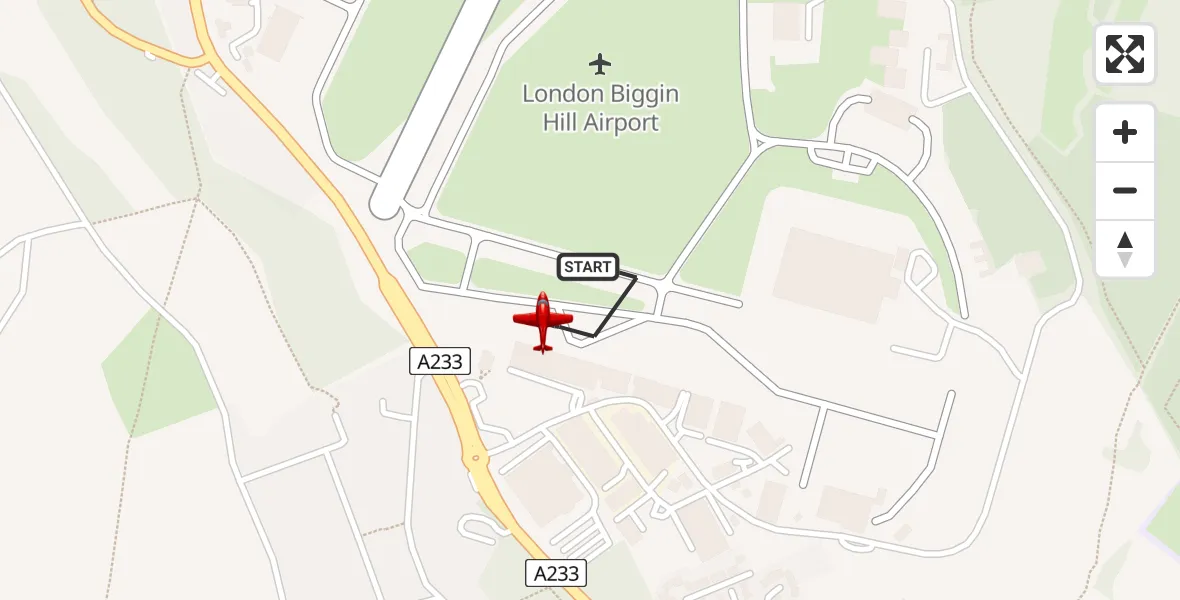 Flight route Air Ambulance Aircraft London Biggin Hill Airport - London Biggin Hill Airport, 09 July 2026, 10:49