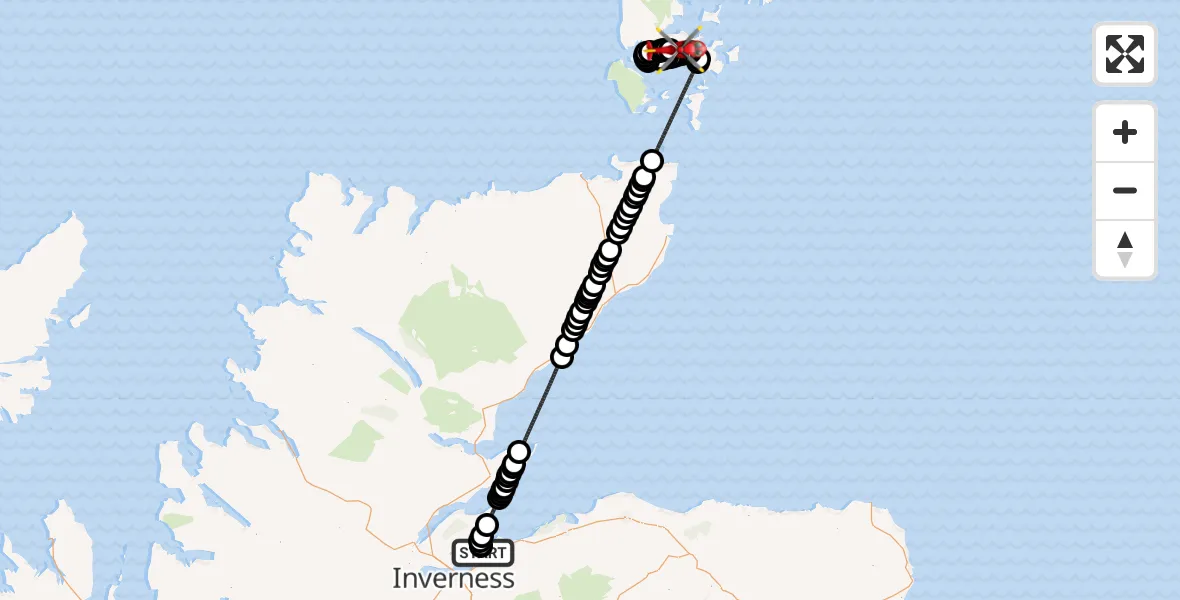 Flight route Air Ambulance Helicopter Ardersier - Scatinan, 09 July 2026, 11:46