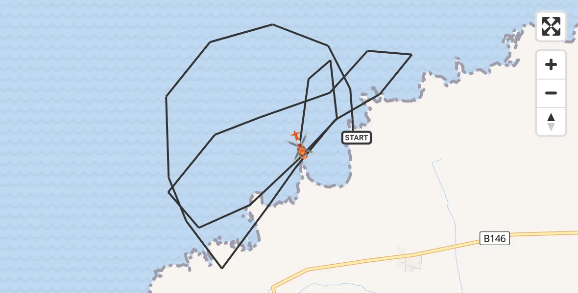 Flight route Coastguard Helicopter Inner Seas - Inner Seas, 09 July 2026, 12:49