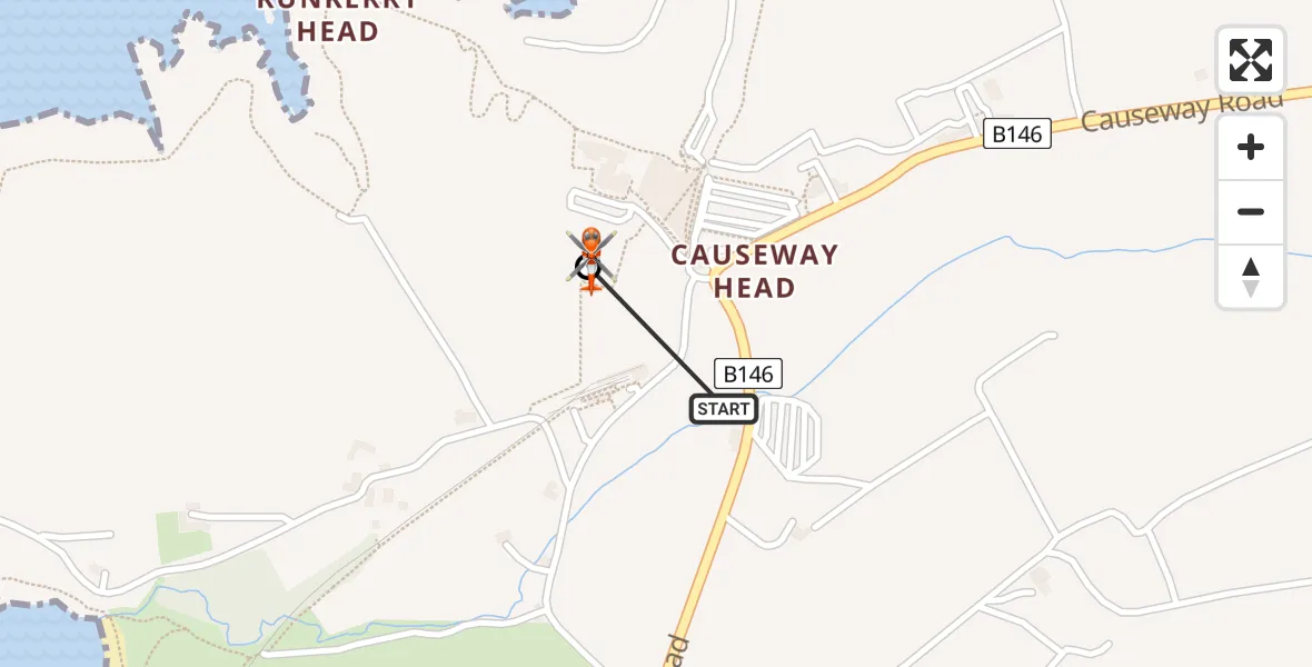 Flight route Coastguard Helicopter Bushmills - Inner Seas, 09 July 2026, 13:08