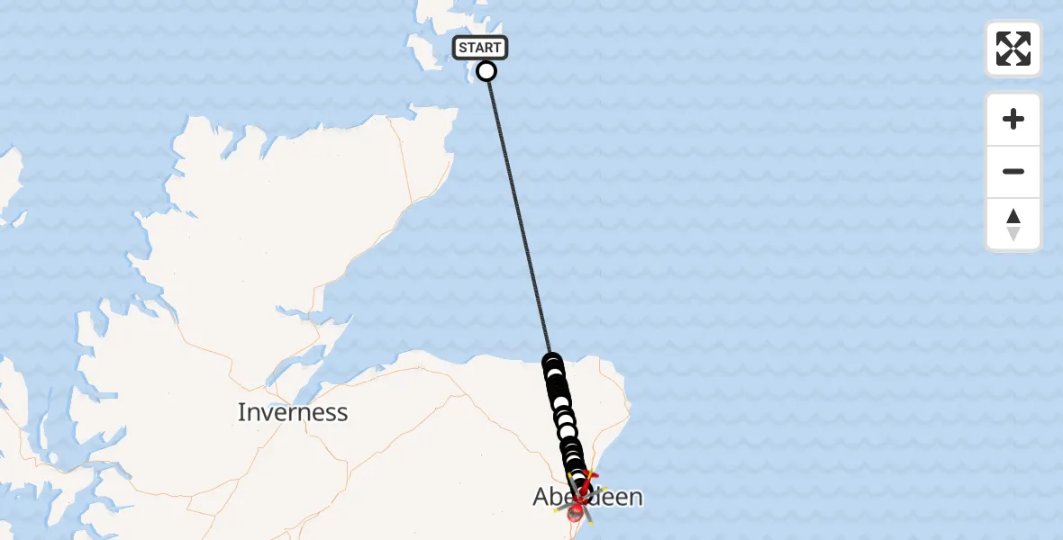 Flight route Air Ambulance Helicopter North Atlantic Ocean - Midstocket, 09 July 2026, 13:23