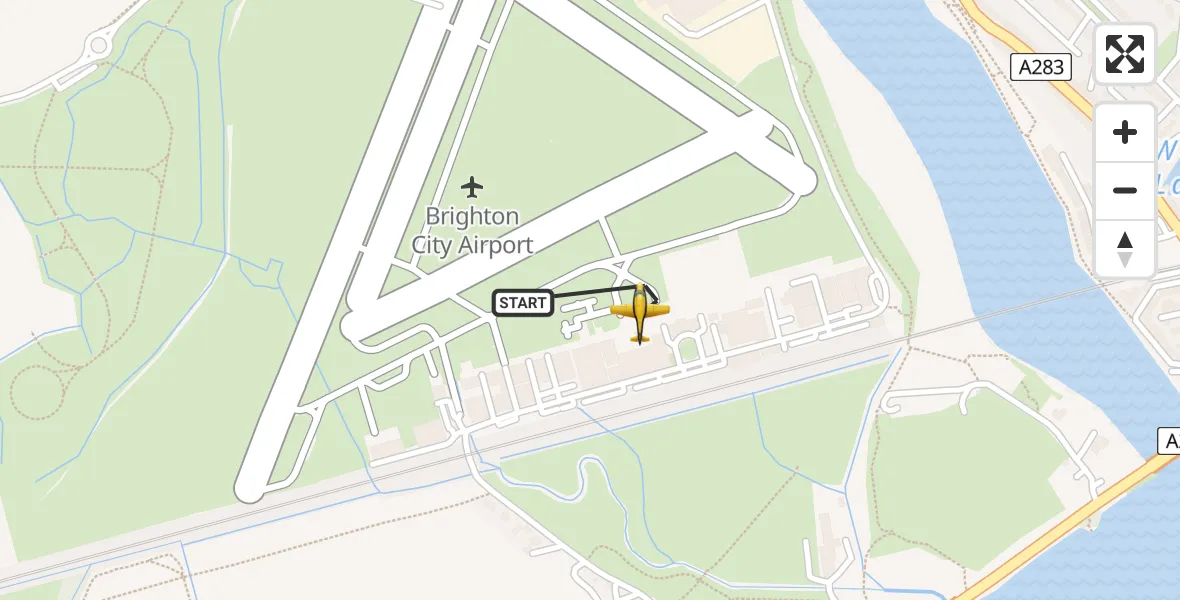 Flight route Police Aircraft Brighton City Airport - Brighton City Airport, 09 July 2026, 14:41