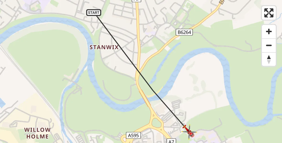 Flight route Air Ambulance Helicopter Carlisle - Carlisle, 09 July 2026, 14:53