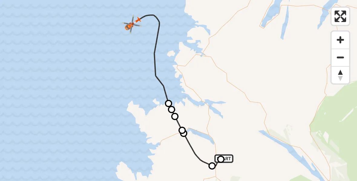 Flight route Coastguard Helicopter Highland - Inner Seas, 09 July 2026, 15:25