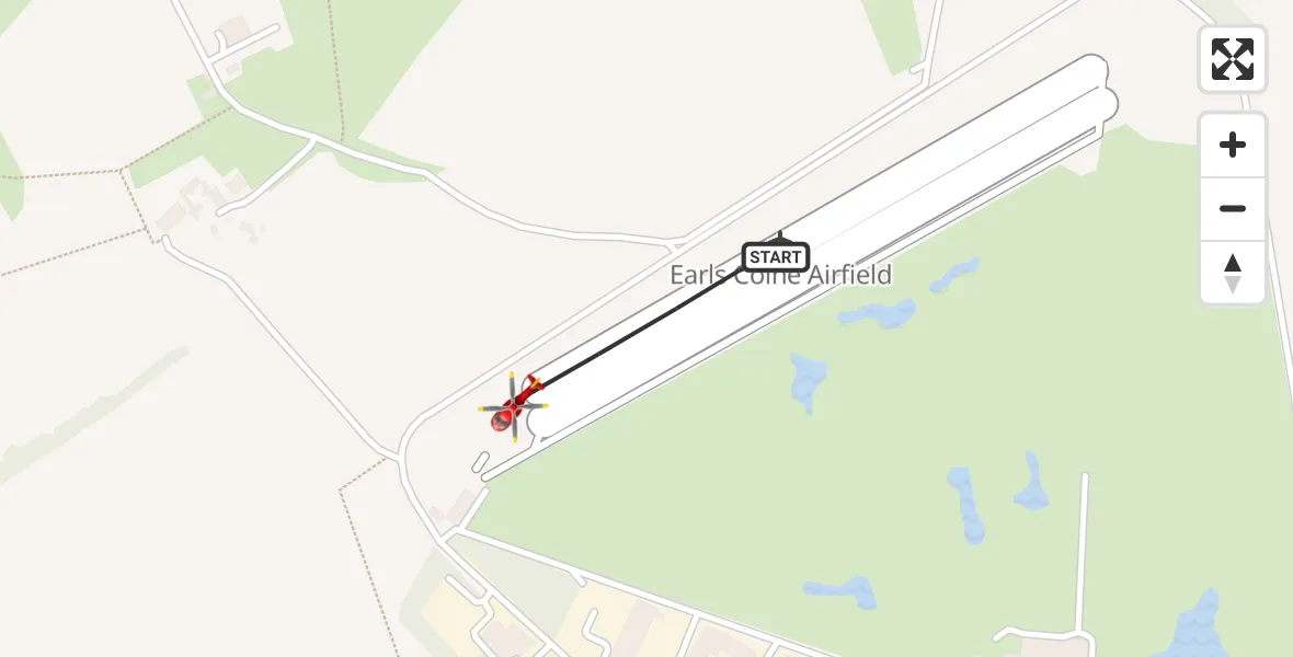 Flight route Air Ambulance Helicopter Earls Colne Airfield - Earls Colne Airfield, 09 July 2026, 16:02