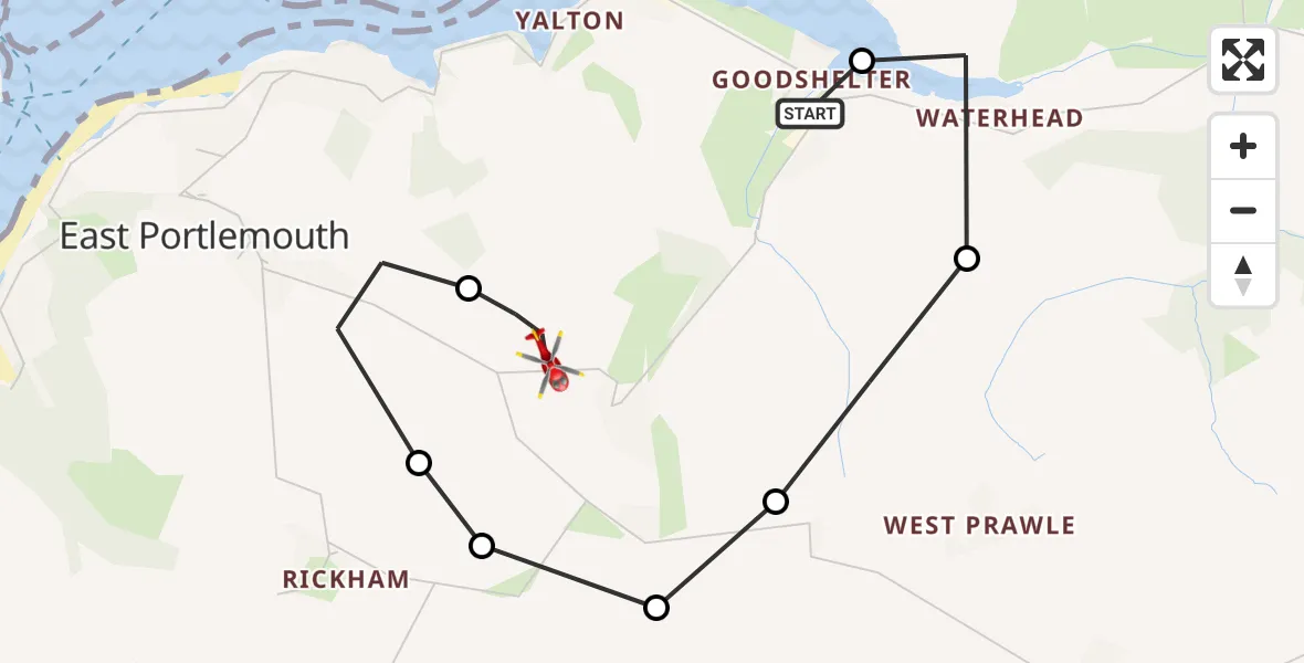 Flight route Air Ambulance Helicopter South Hams - South Hams, 09 July 2026, 16:21
