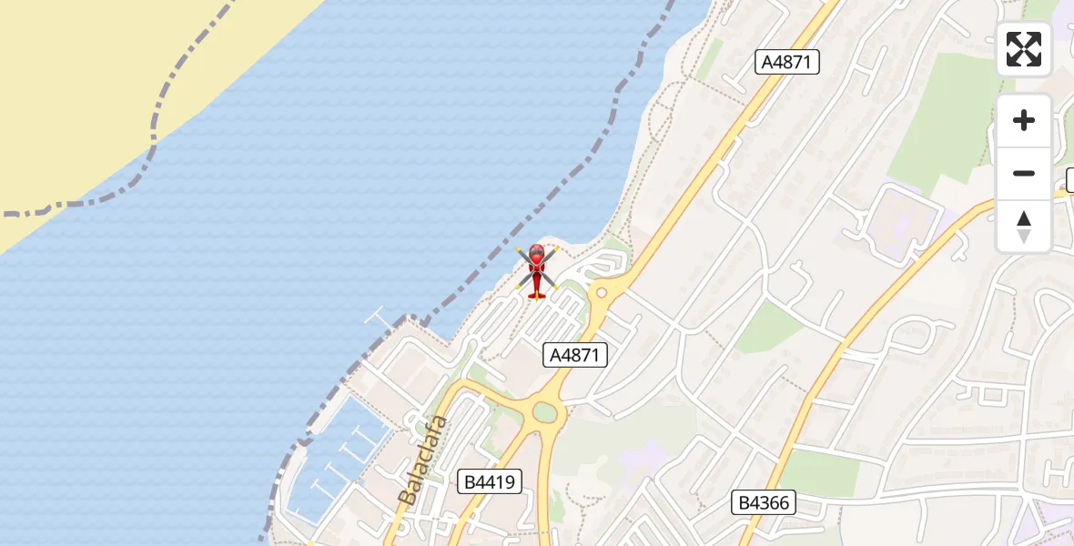 Flight route Air Ambulance Helicopter Caernarfon - Caernarfon, 09 July 2026, 17:09