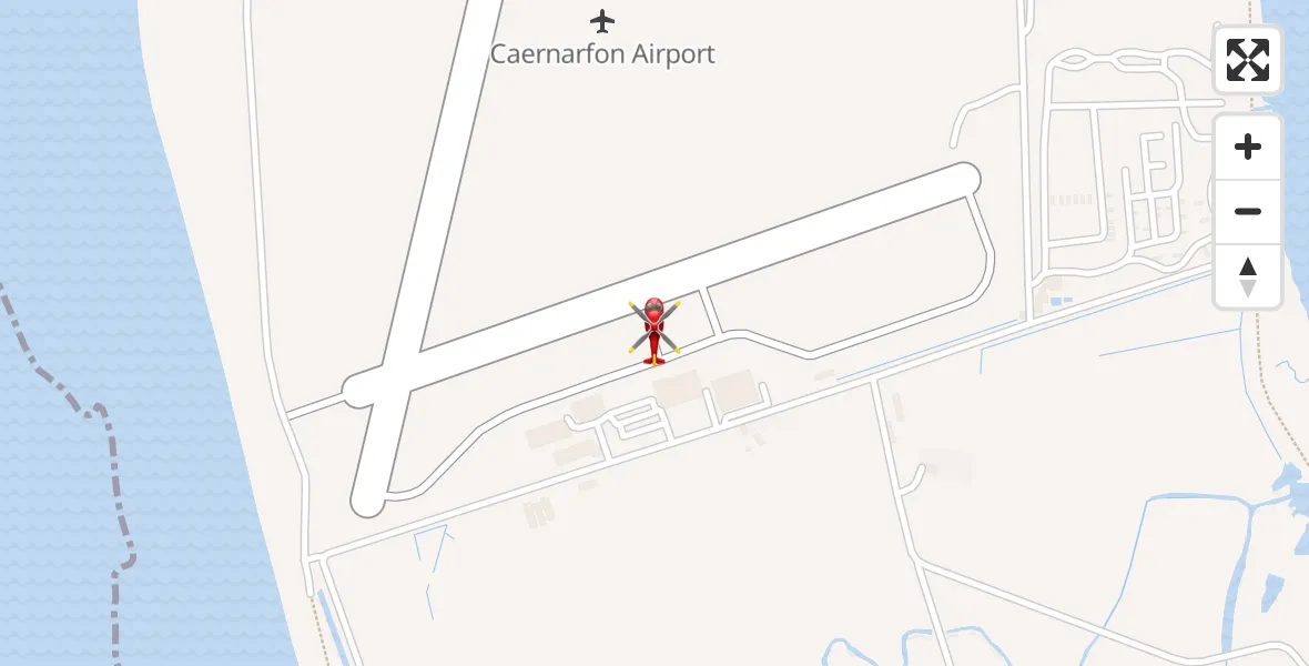 Flight route Air Ambulance Helicopter Caernarfon Airport - Caernarfon Airport, 09 July 2026, 18:47
