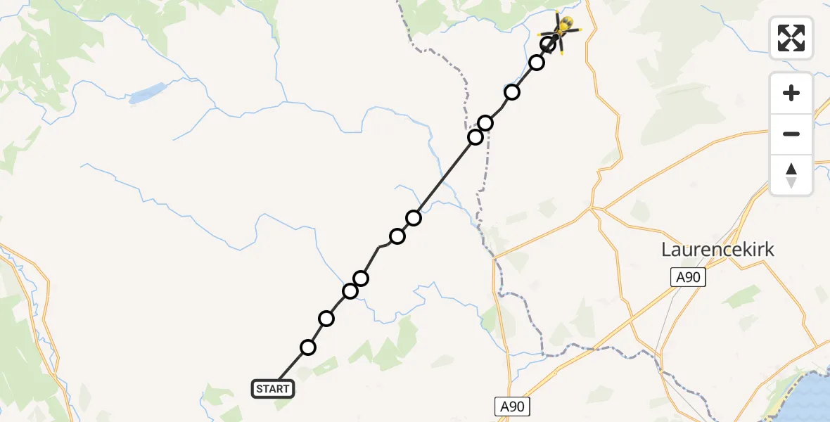 Flight route Police Helicopter Trusta - Aberdeenshire, 09 July 2026, 20:59