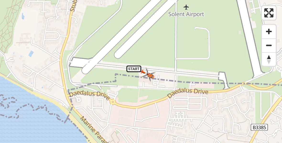 Flight route Coastguard Helicopter Solent Airport - Solent Airport, 09 July 2026, 22:35